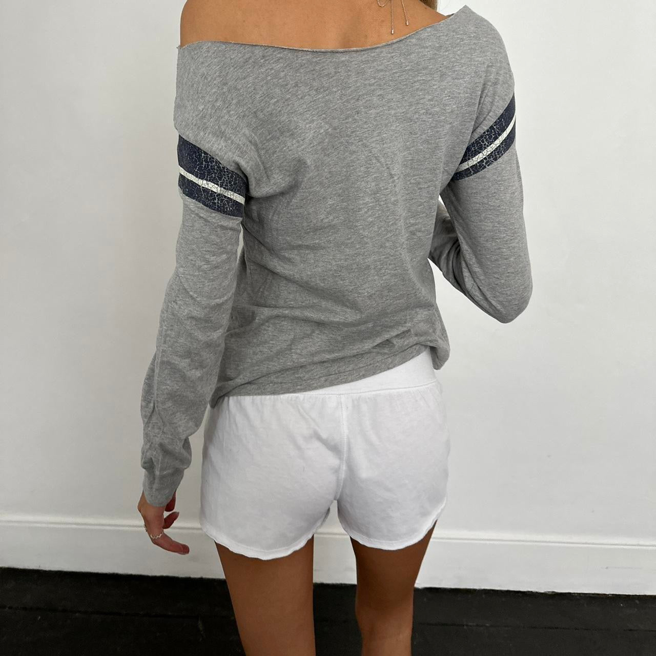 Vintage Ralph Lauren preppy grey off shoulder top