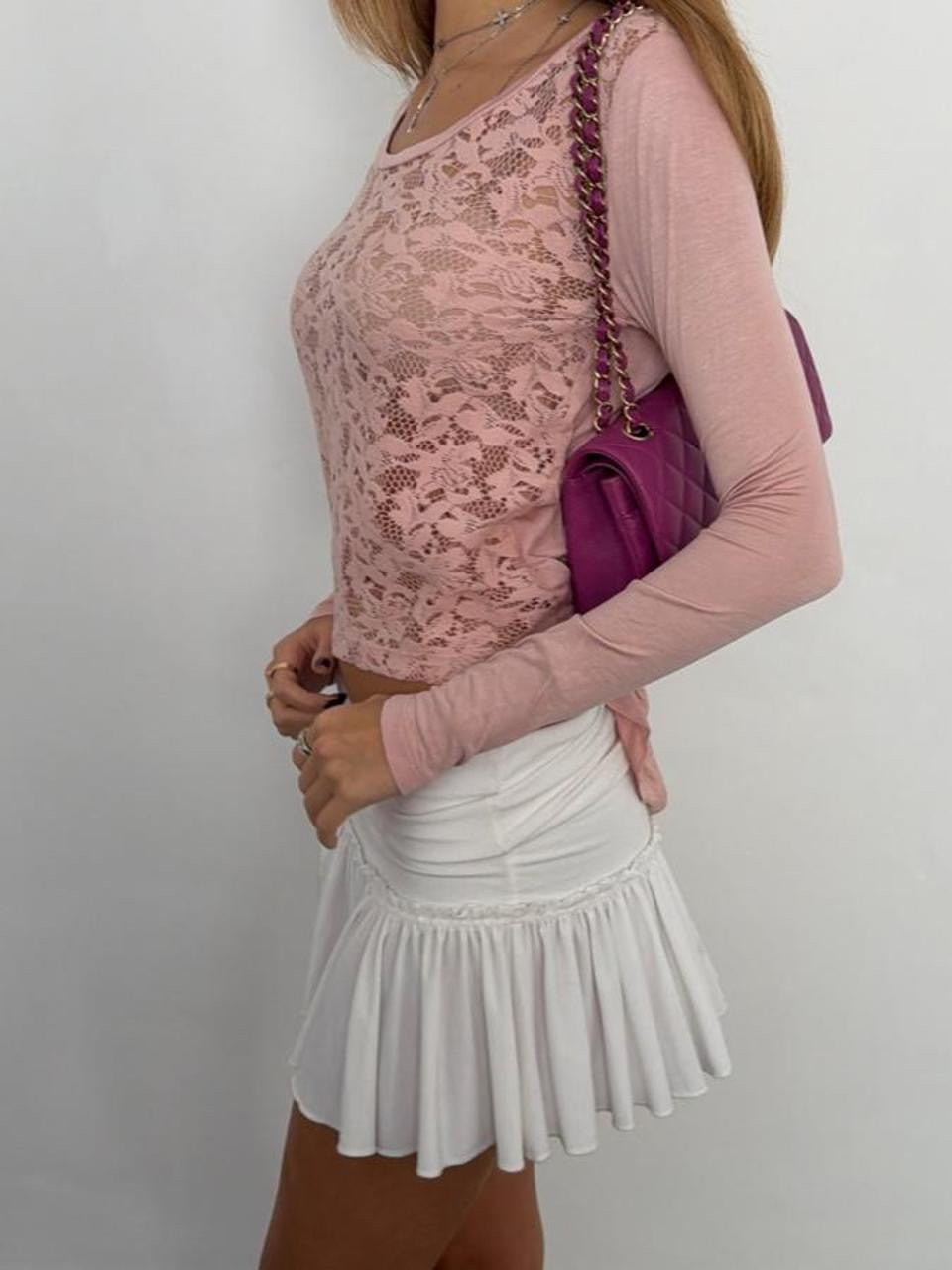 Vintage 00’s pink lace layering top