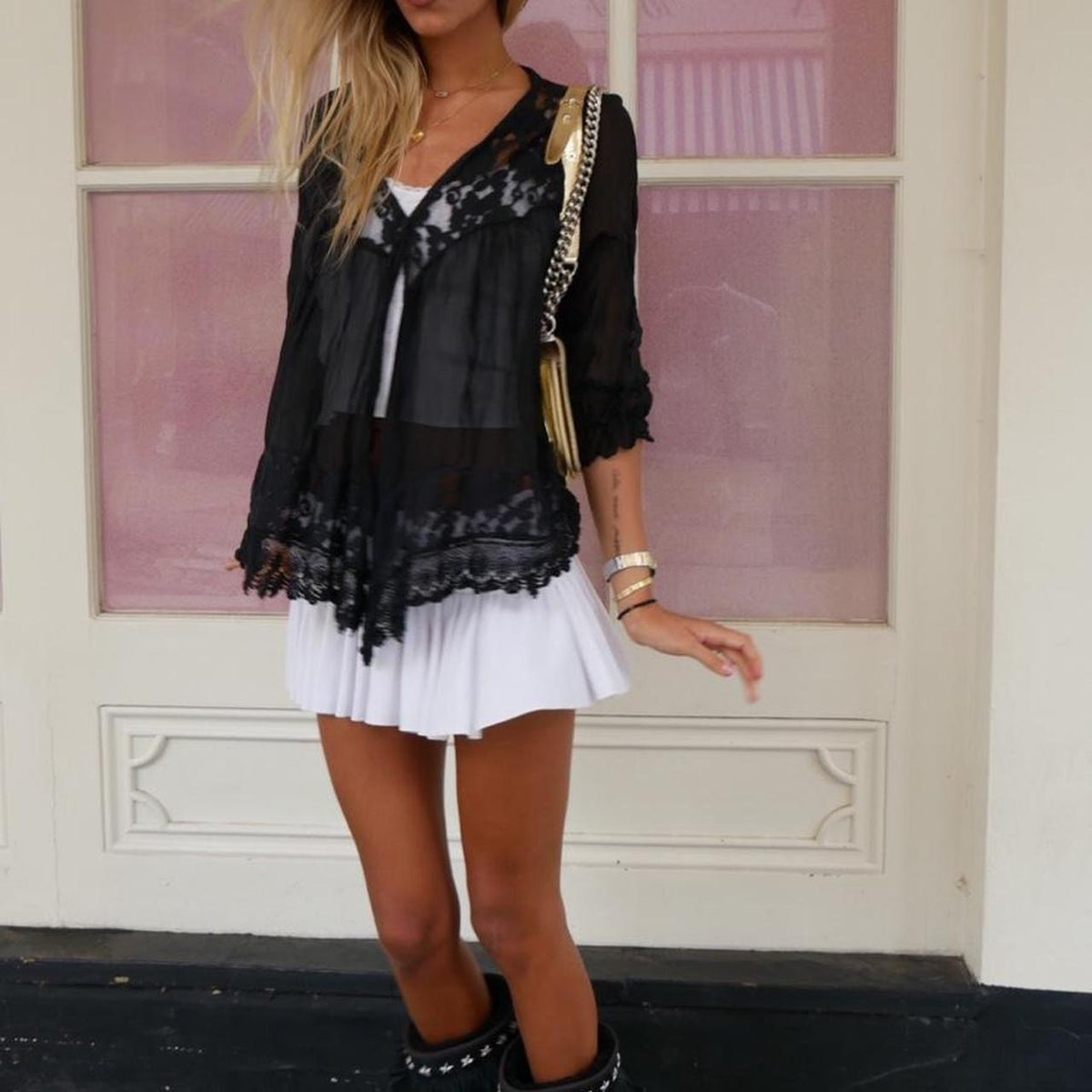 Vintage GREY lace boho long sleeve cardigan top