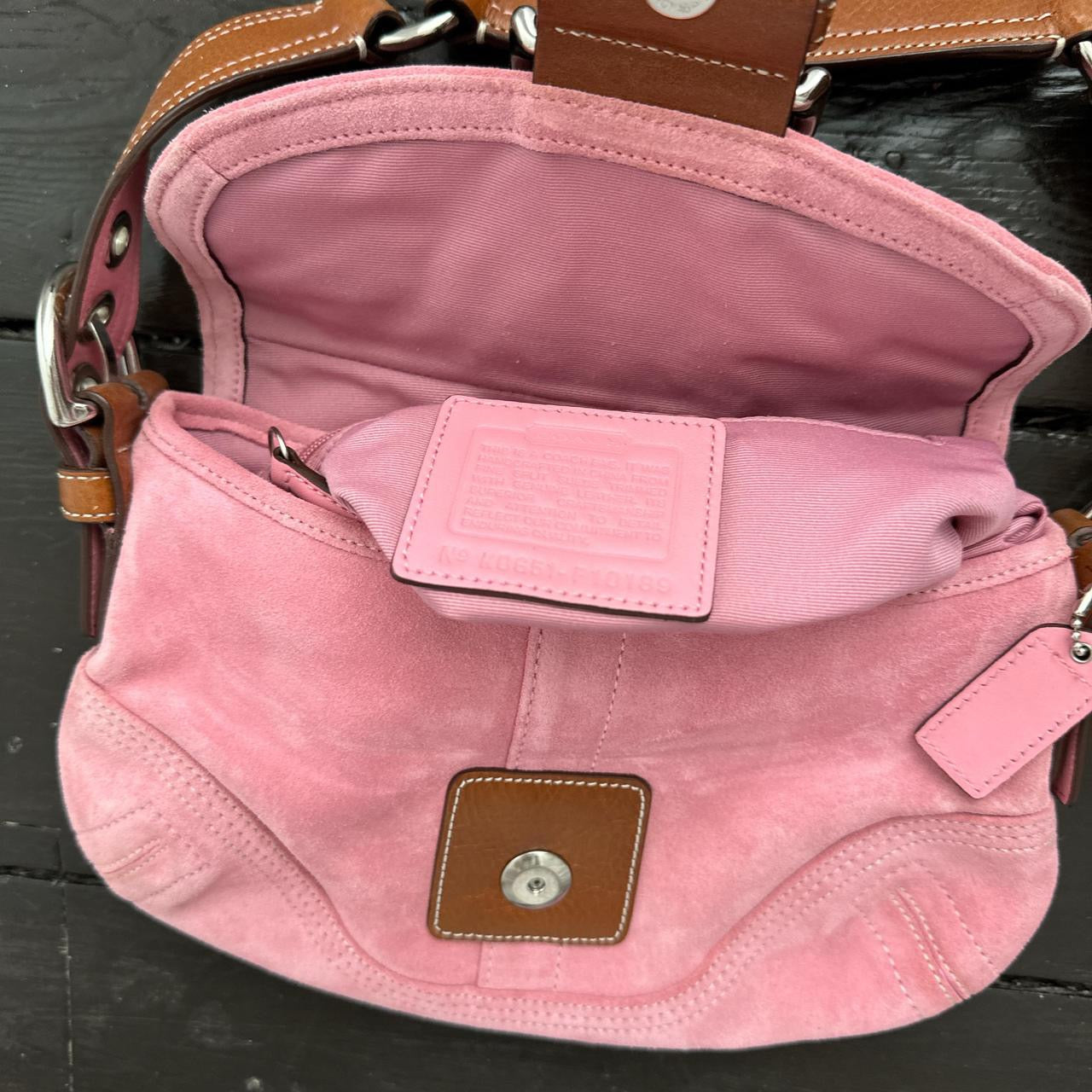 Vintage 90’s Coach pink suede leather bag