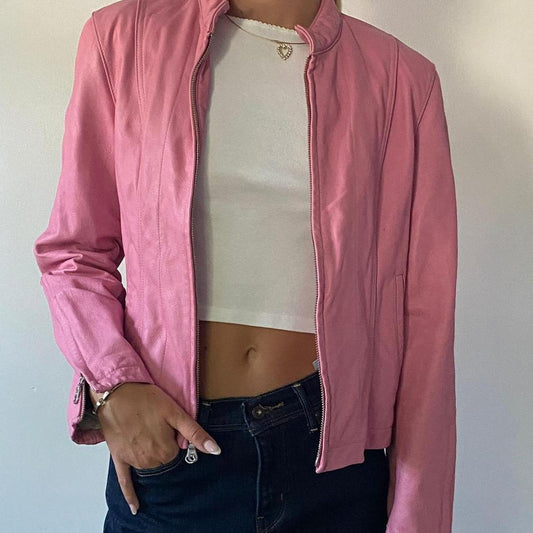Vintage early 2000s pink leather jacket 🎀