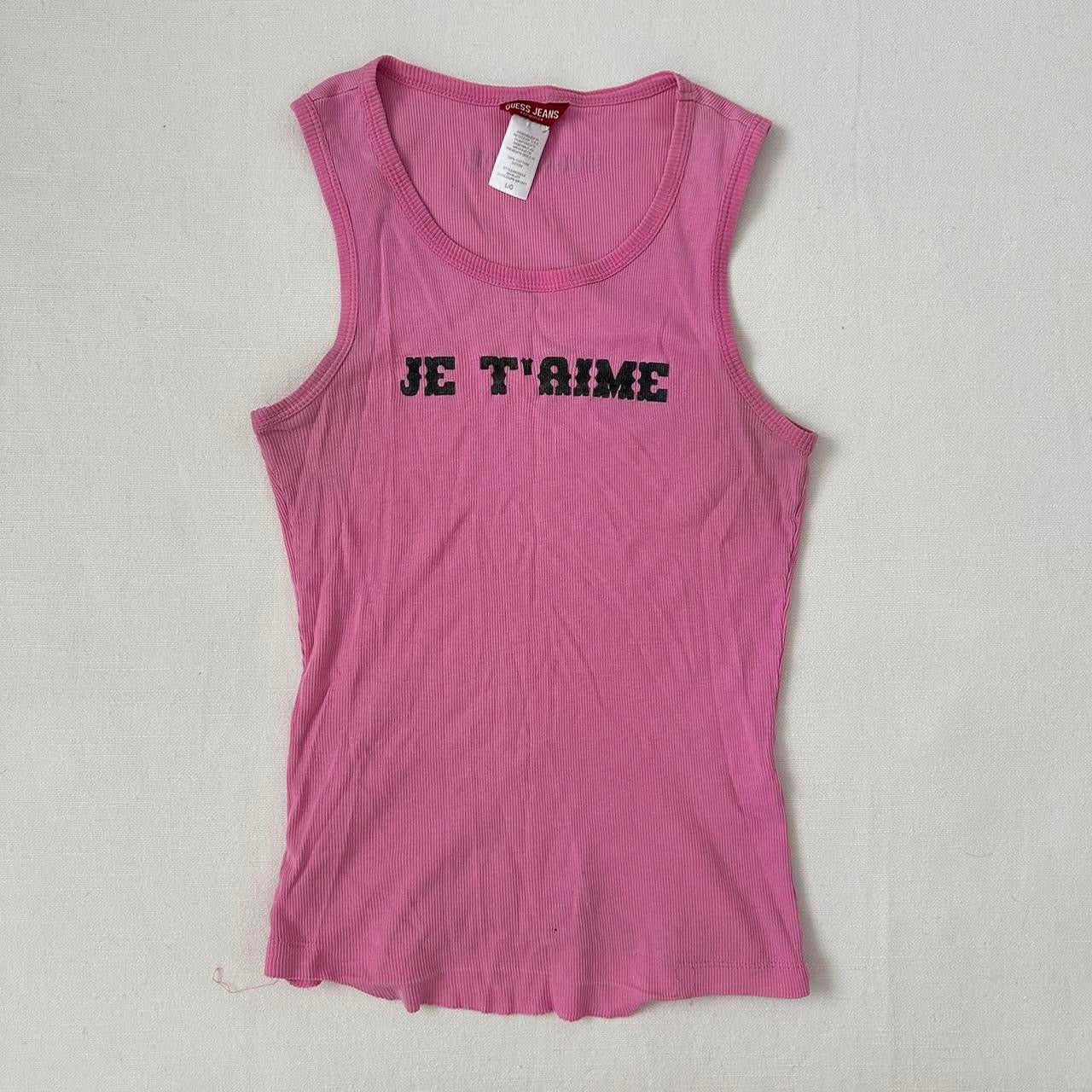 Vintage 2000’s ‘I love you’ Guess pink tank top 🎀