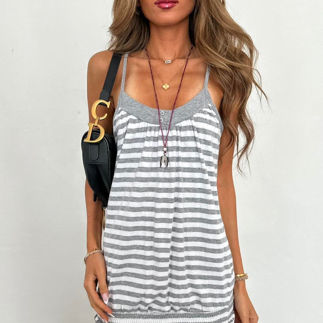 Vintage 2000s grey striped mini dress