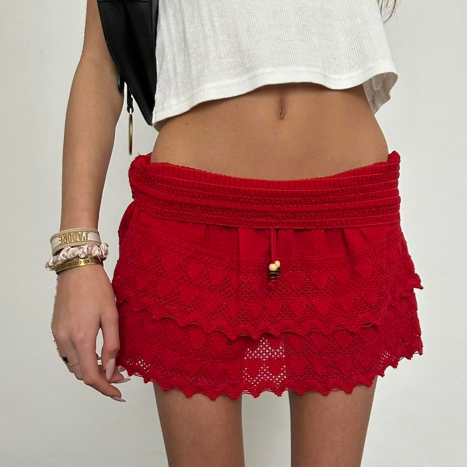 Vintage red heart mini skirt