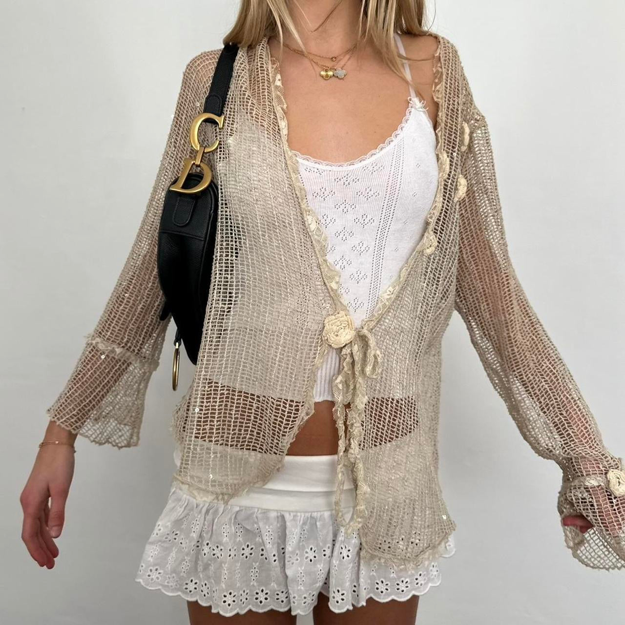 Vintage crochet cardigan top