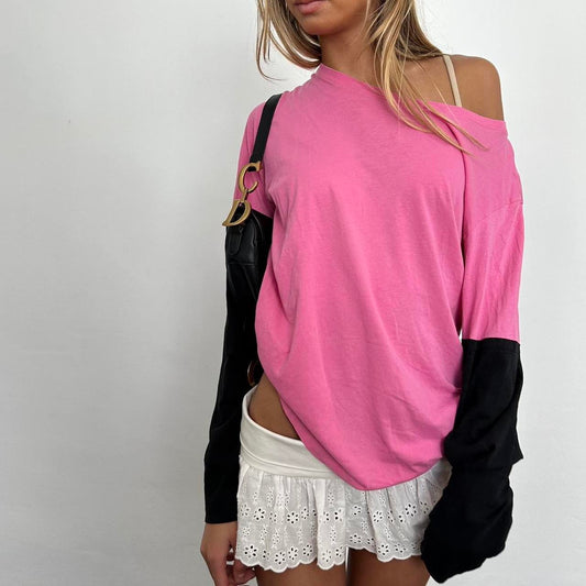 Vintage 90’s Dries Van Noten designer pink and black long sleeve top