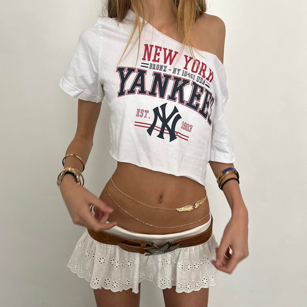 Vintage yankees New York white relaxed fit top