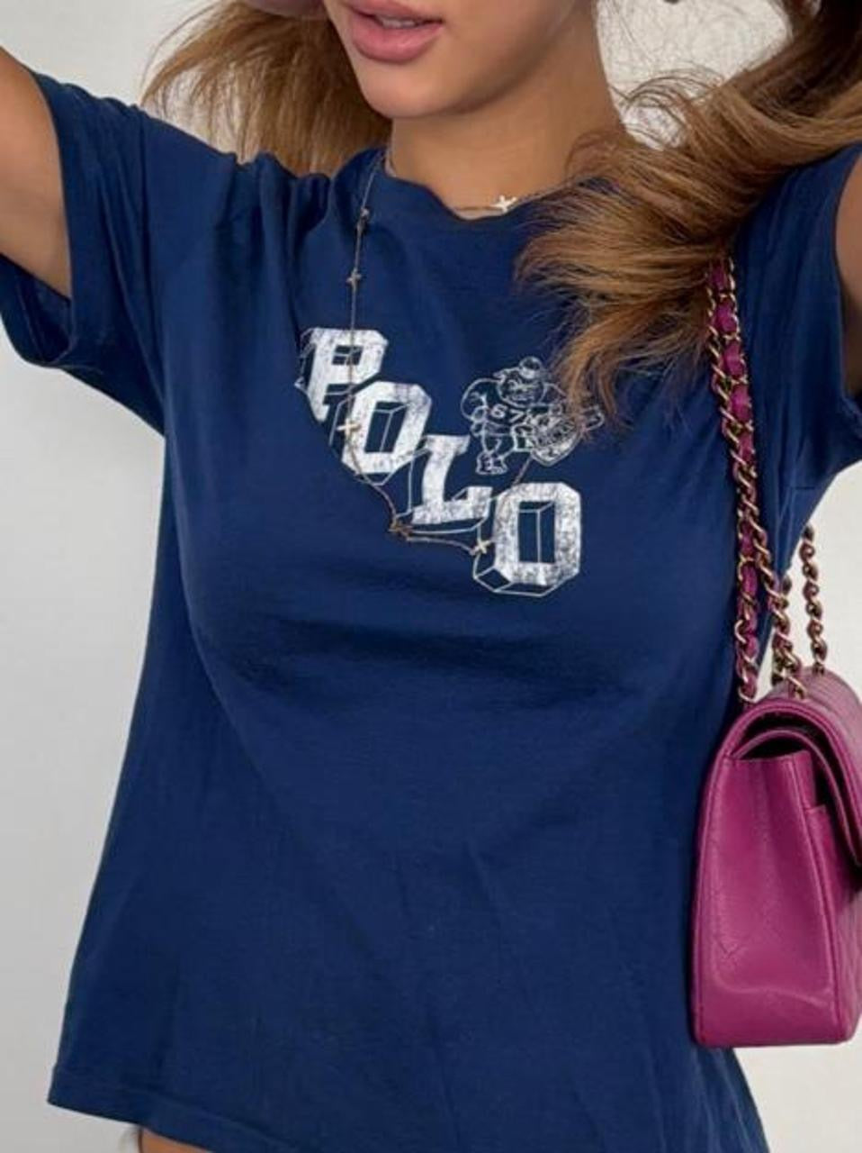 Vintage 00’s Ralph Lauren blue preppy baby tee
