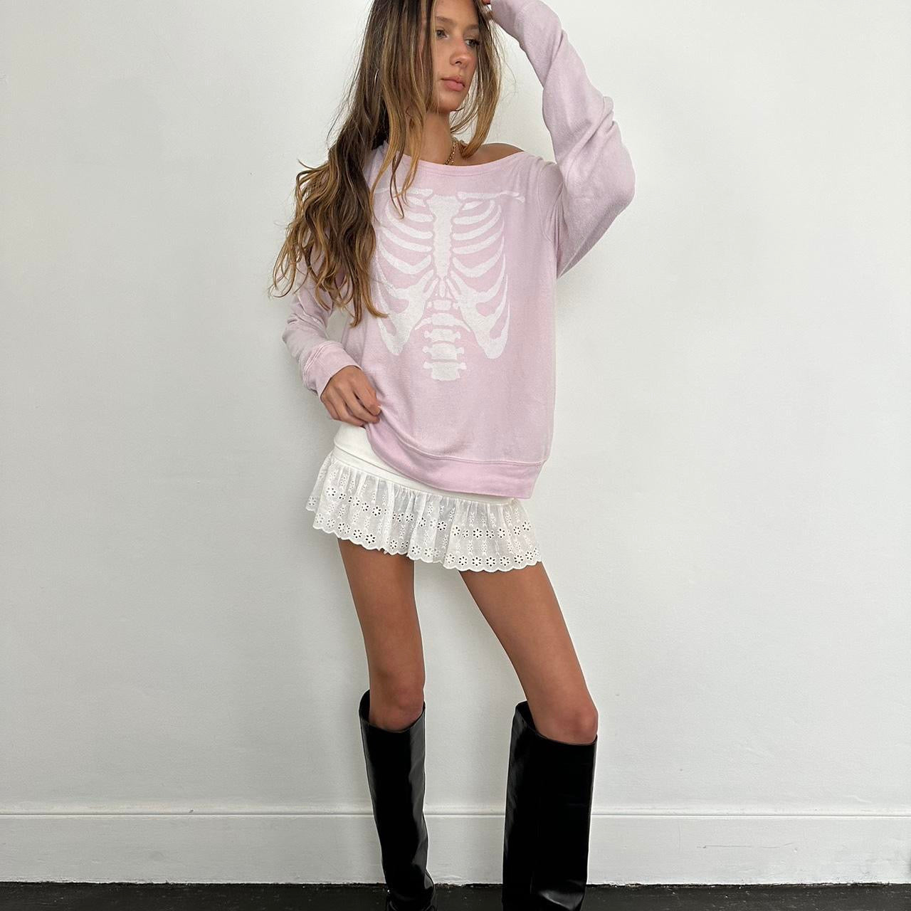 Vintage early 2000s LA girl pink skeleton sweatshirt