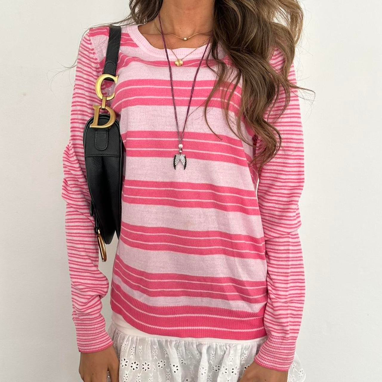 Vintage pink stripe sweater top