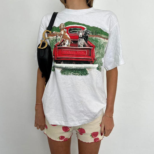 Vintage graphic red truck 90s top