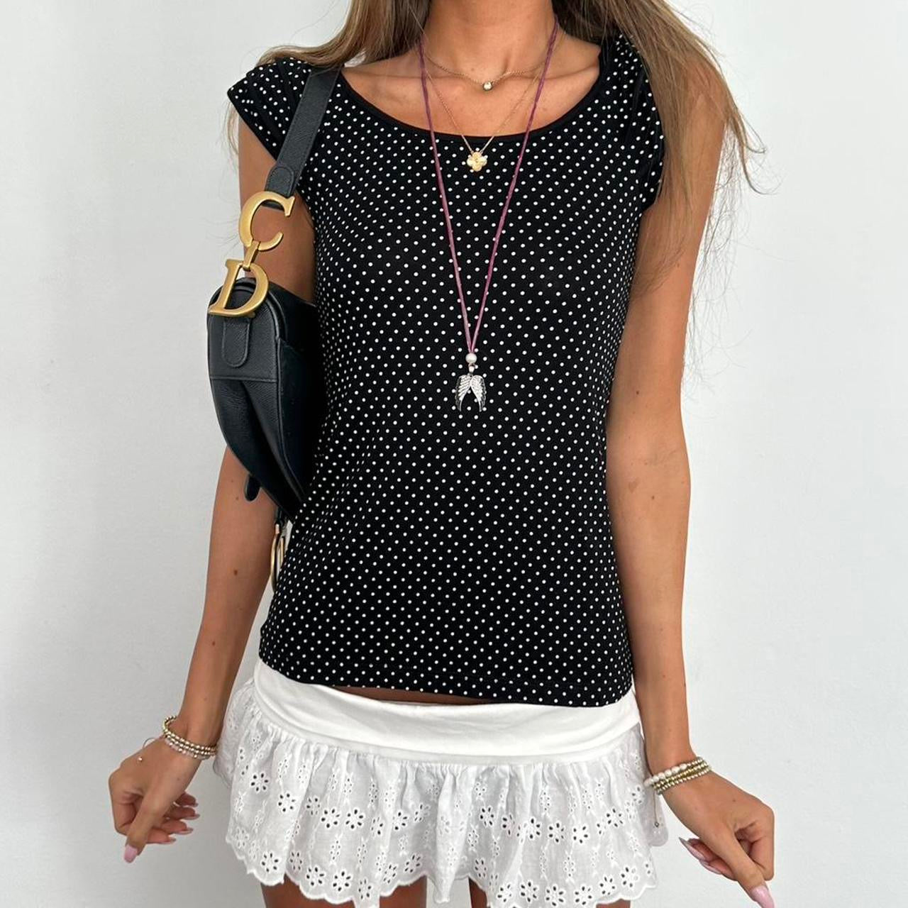 Vintage 2000’s black polka dot top