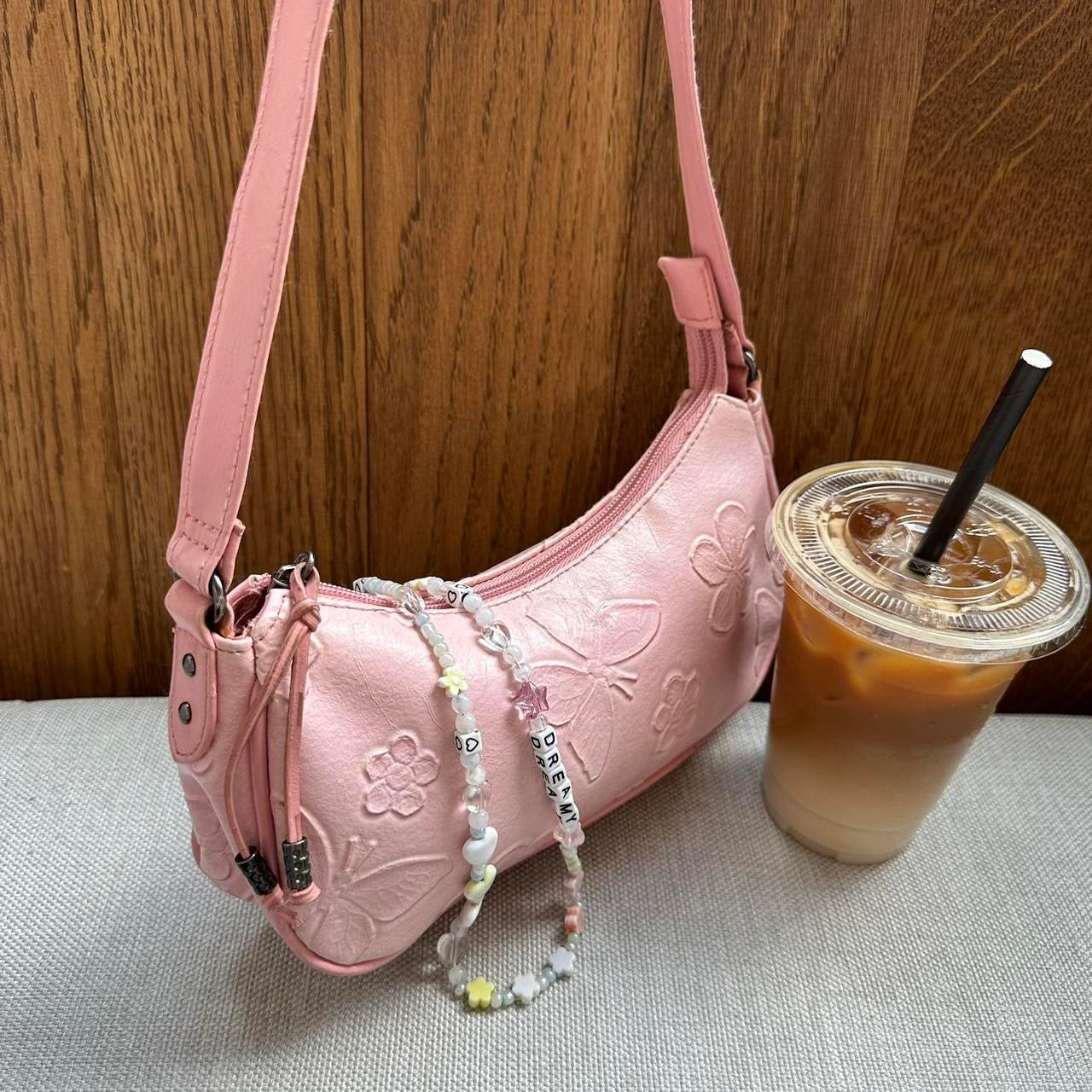 Vintage baby pink butterfly bag 🌸