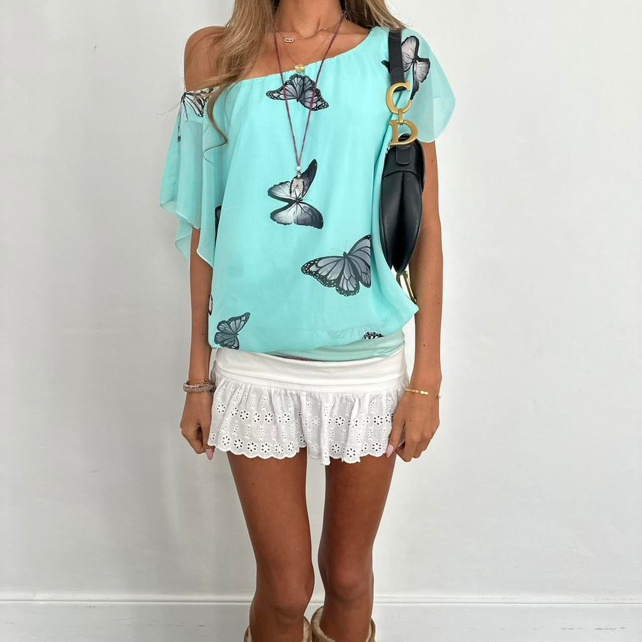 Vintage 2000s butterfly off the shoulder top