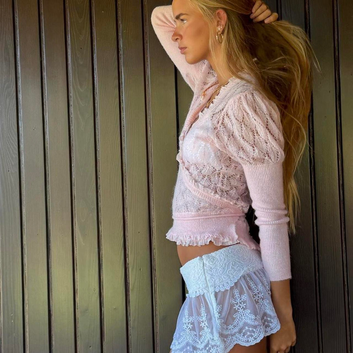 Vintage 90’s Victoria’s Secret pink lovely tie up top