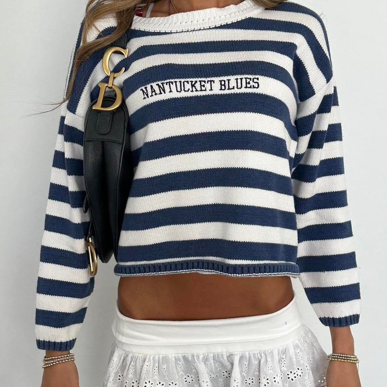 Vintage 90’s Nantucket blues navy and white striped sweater