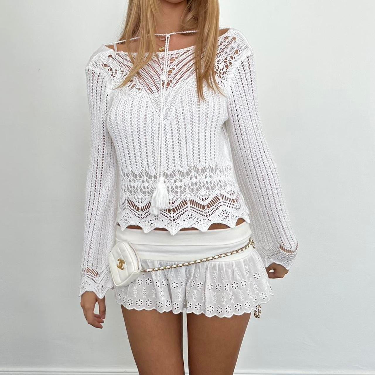 Vintage white delicate layering top