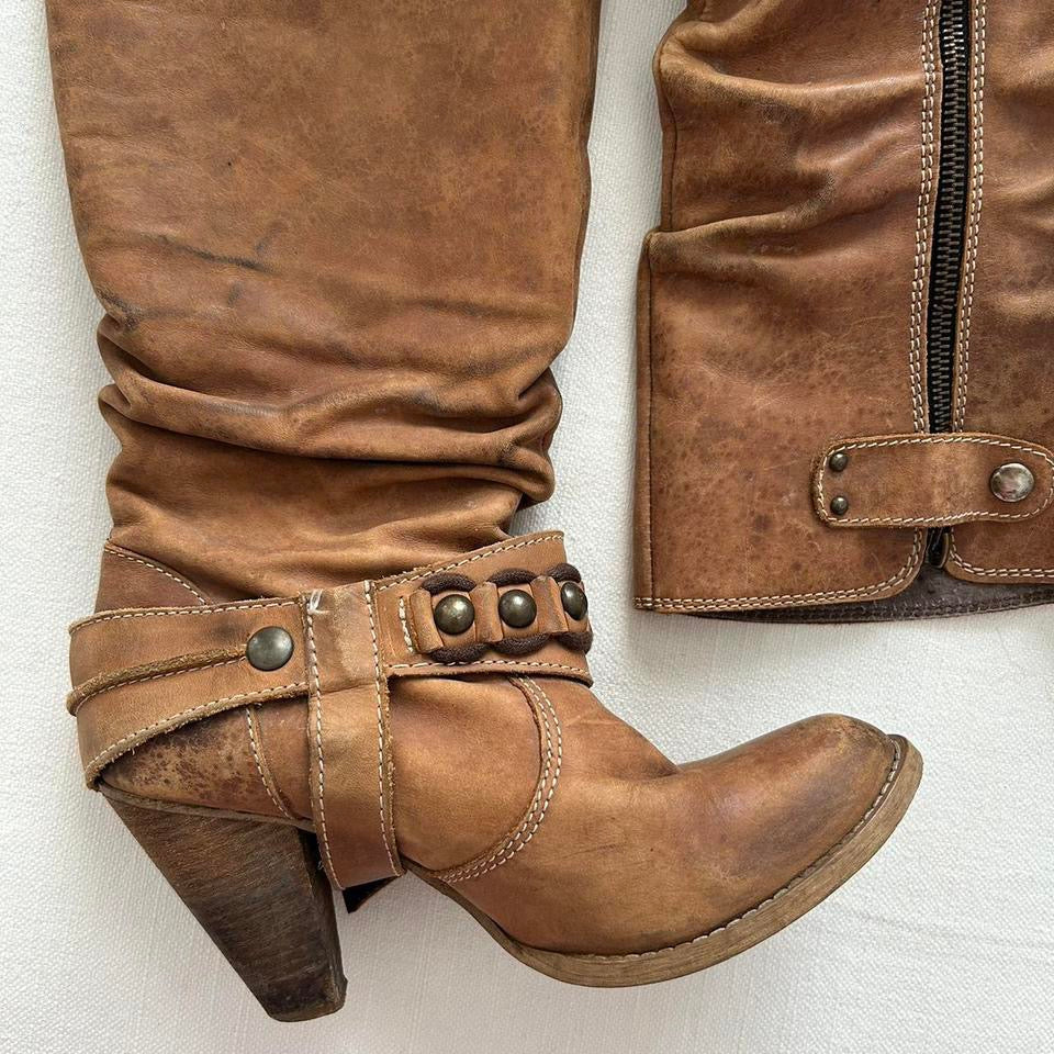 Vintage buckle bohemian boots