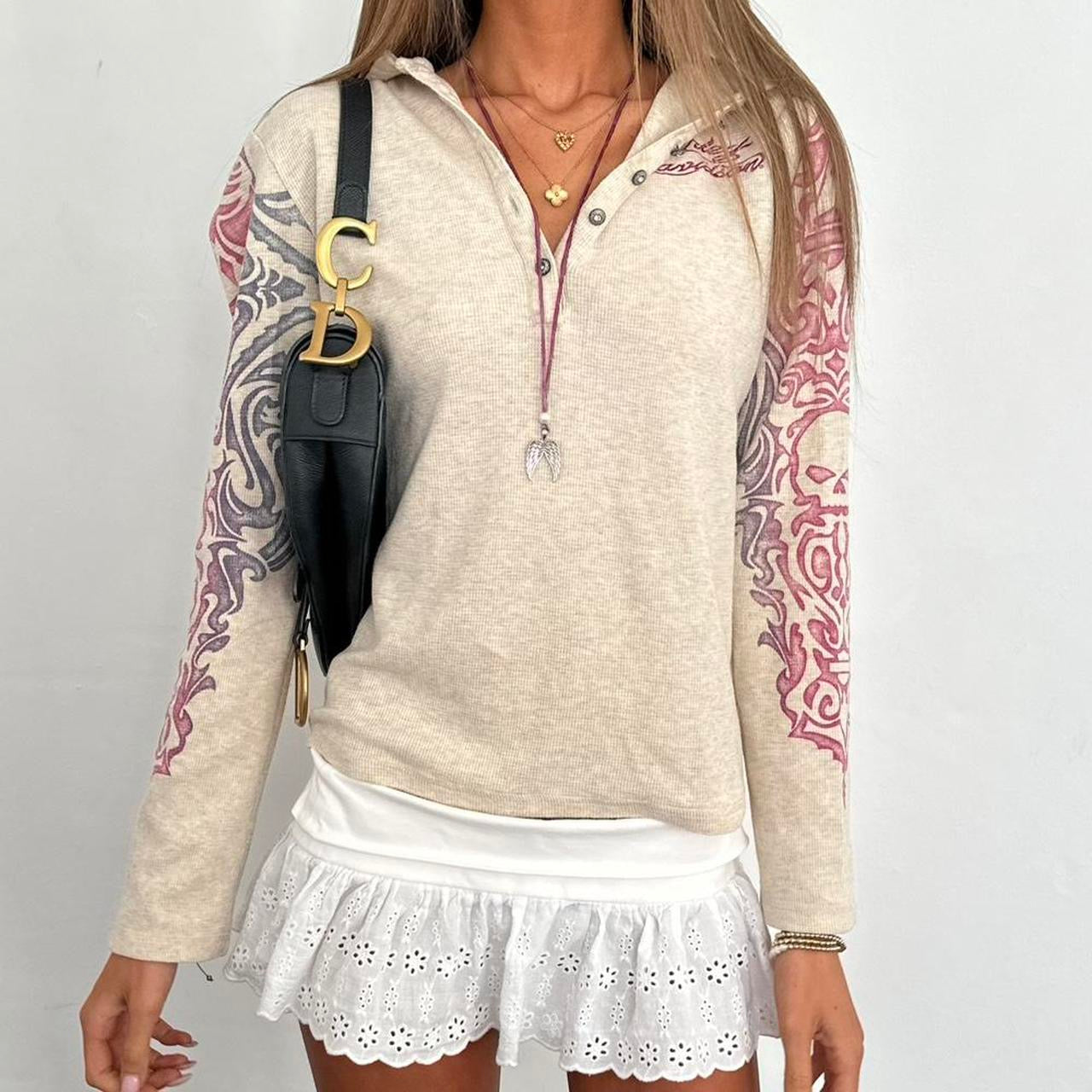 Vintage 2000s Harley Davidson waffle hoodie top