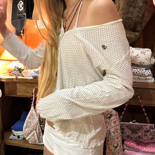 Vintage 2000’s Ralph Lauren polka dot long sleeve top