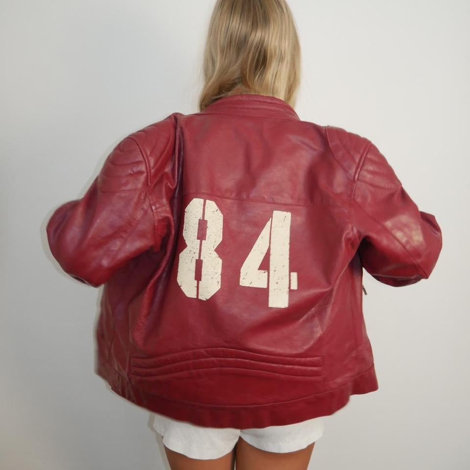 Vintage 90’s red graphic leather jacket