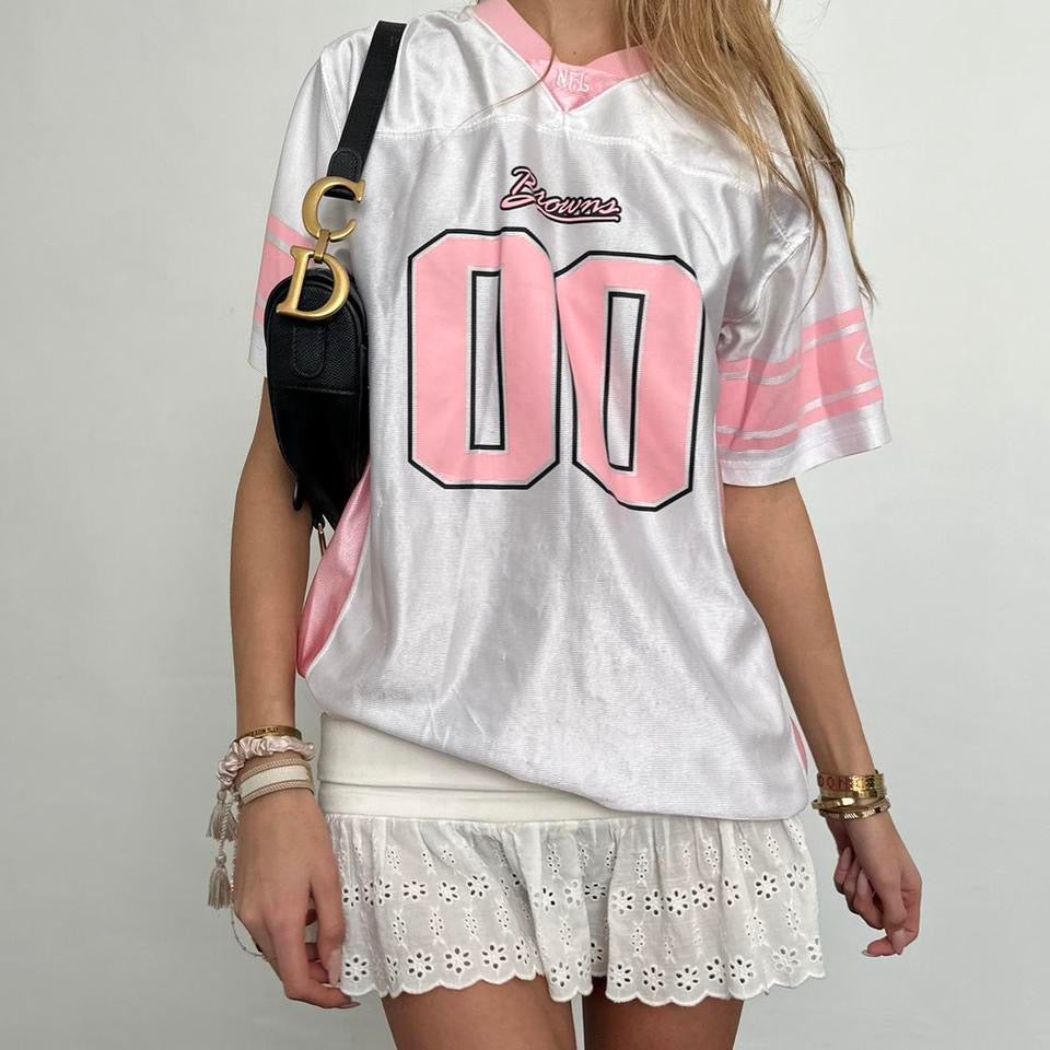 Vintage 90’s white and pink silky jersey