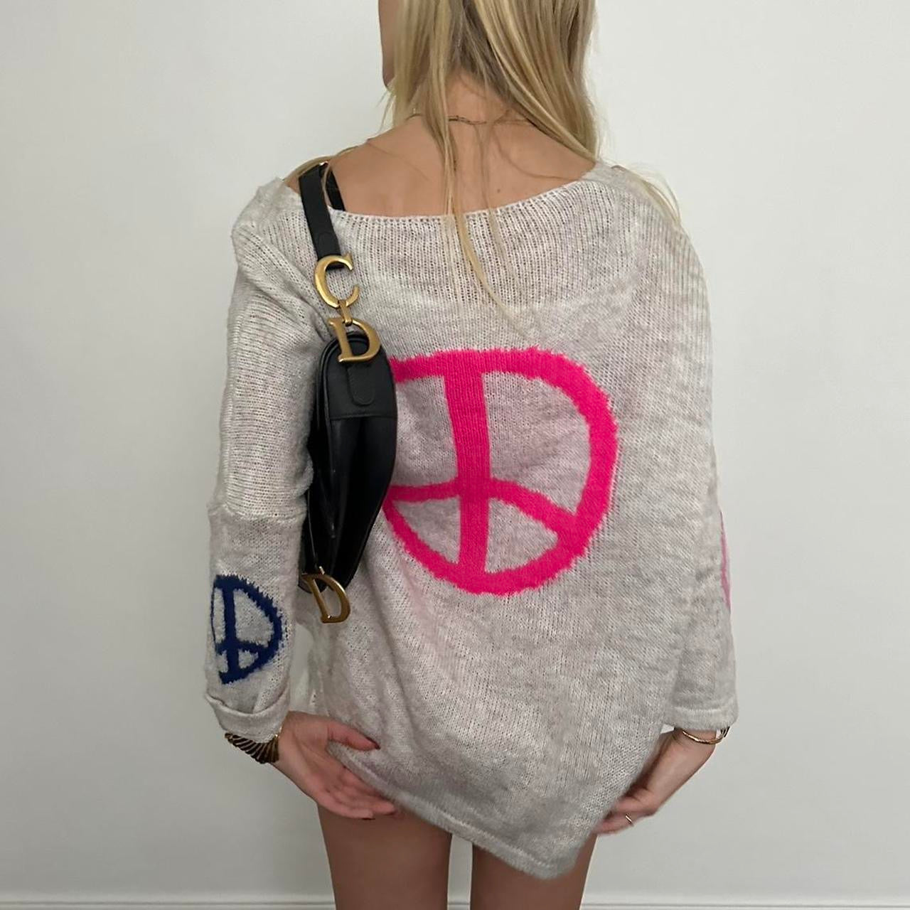 Vintage peace knitted relaxed fit sweater