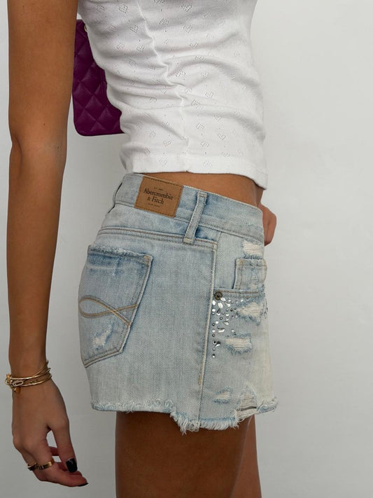 Vintage 00s Abercrombie and Fitch denim jewel distressed shorts