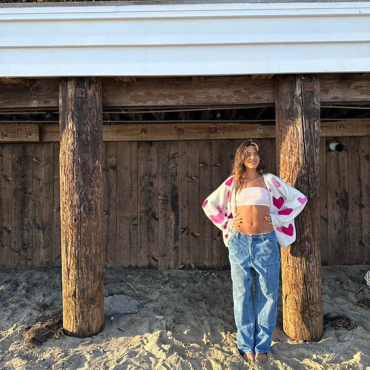 Vintage soft pink hearts button down cardigan 🎀