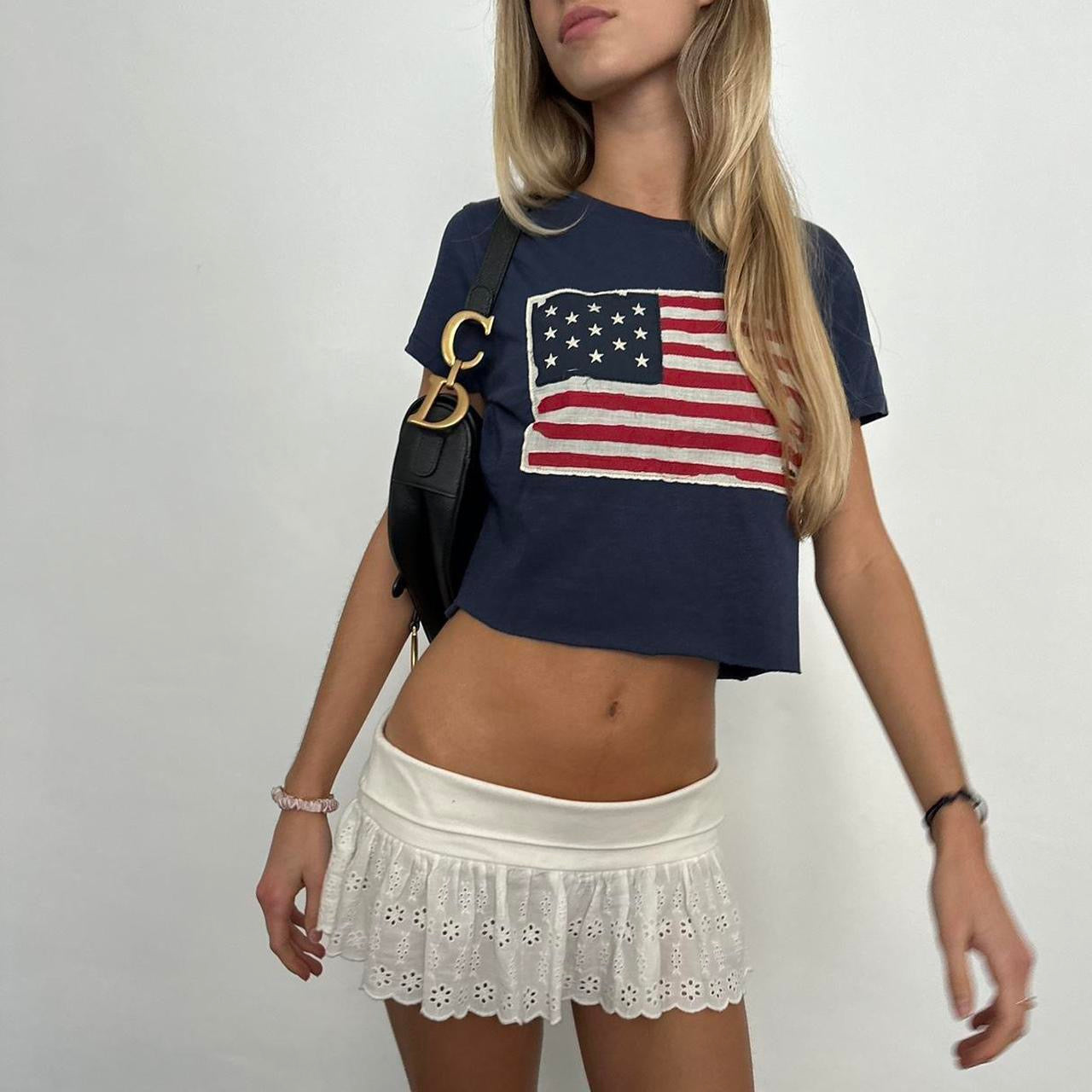 Vintage 90’s Ralph Lauren American flag baby tee