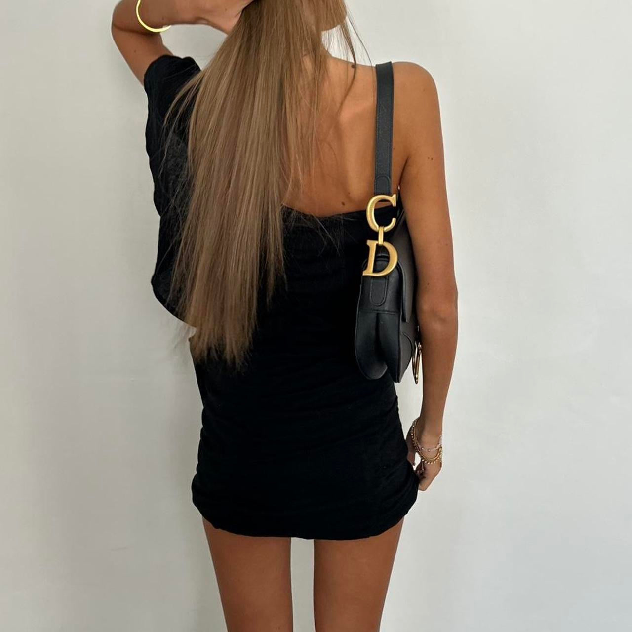 Vintage 00s black asymmetrical mini dress