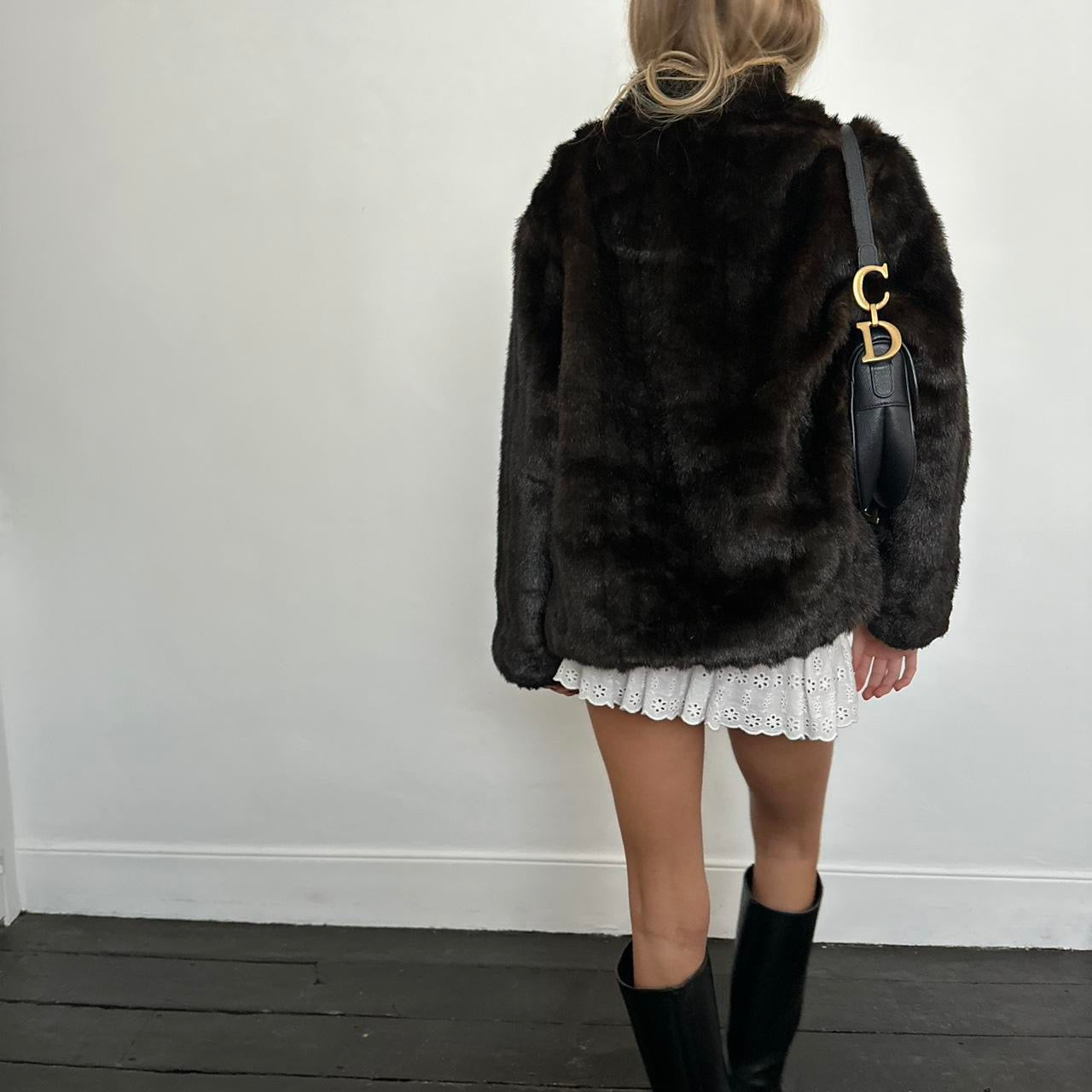 Vintage 2000’s dark brown faux fur jacket