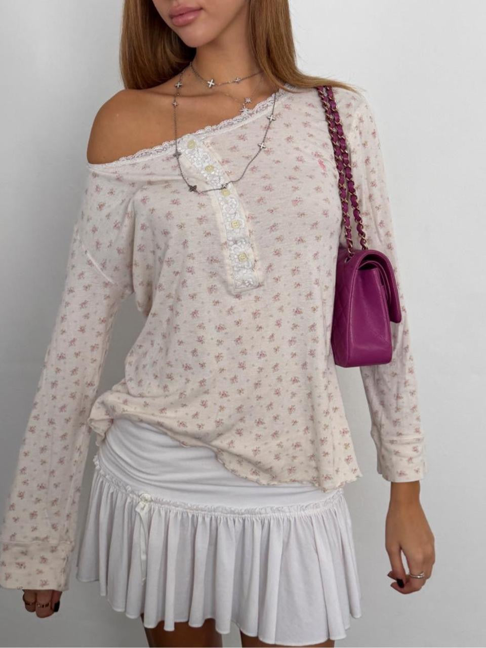 Vintage 90’s Ralph Lauren long sleeve floral wallpaper top