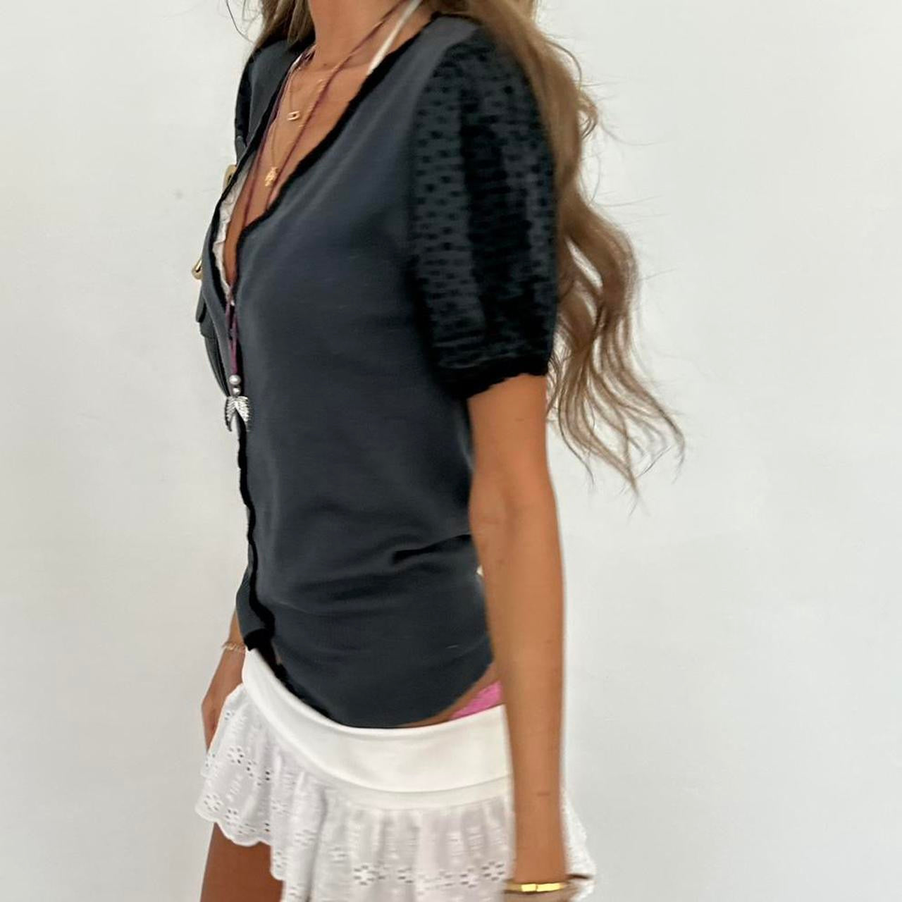 Vintage 2000s grey & black cardigan top