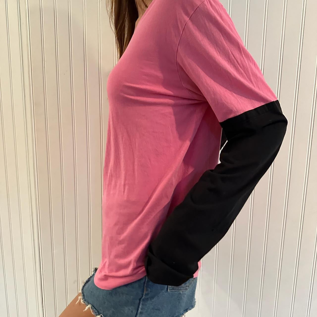 Vintage 90’s Dries Van Noten designer pink and black long sleeve top 🩷