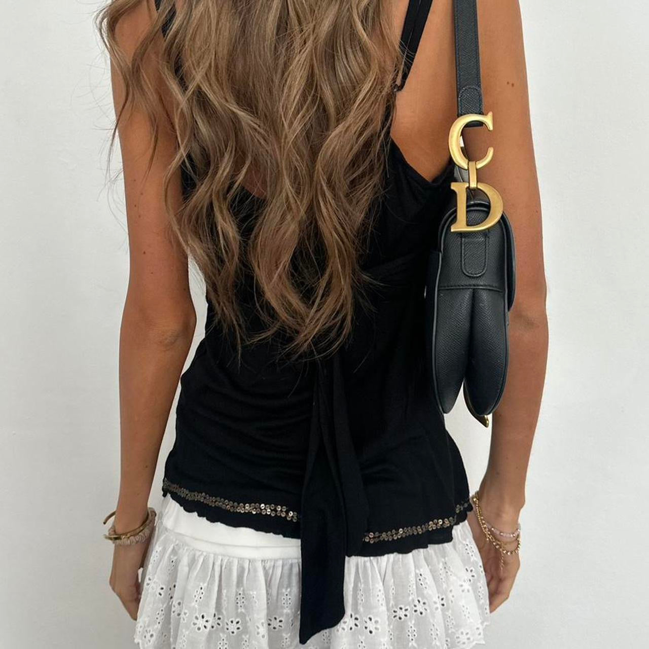 Vintage 00s sequin black cami top