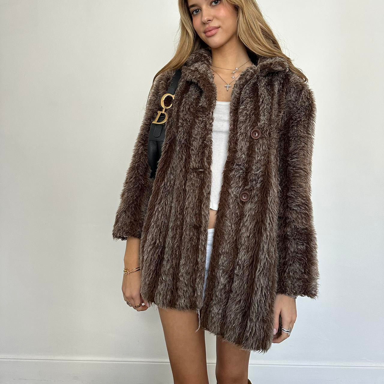 Vintage 2000’s brown faux fur jacket