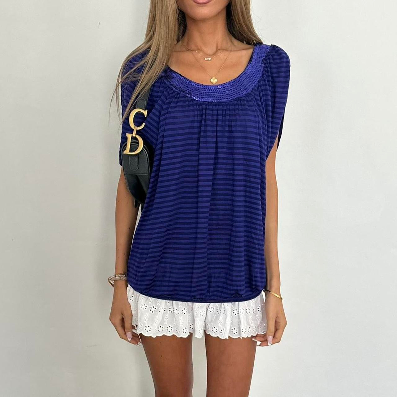 Vintage 2000s purple striped sequin top