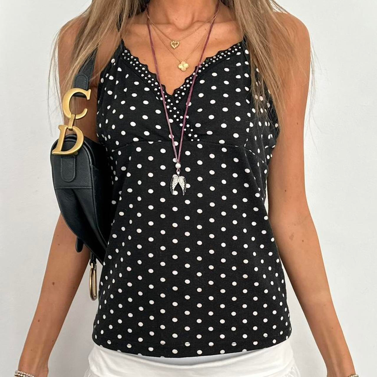 Vintage 2000’s black polka dot cami top
