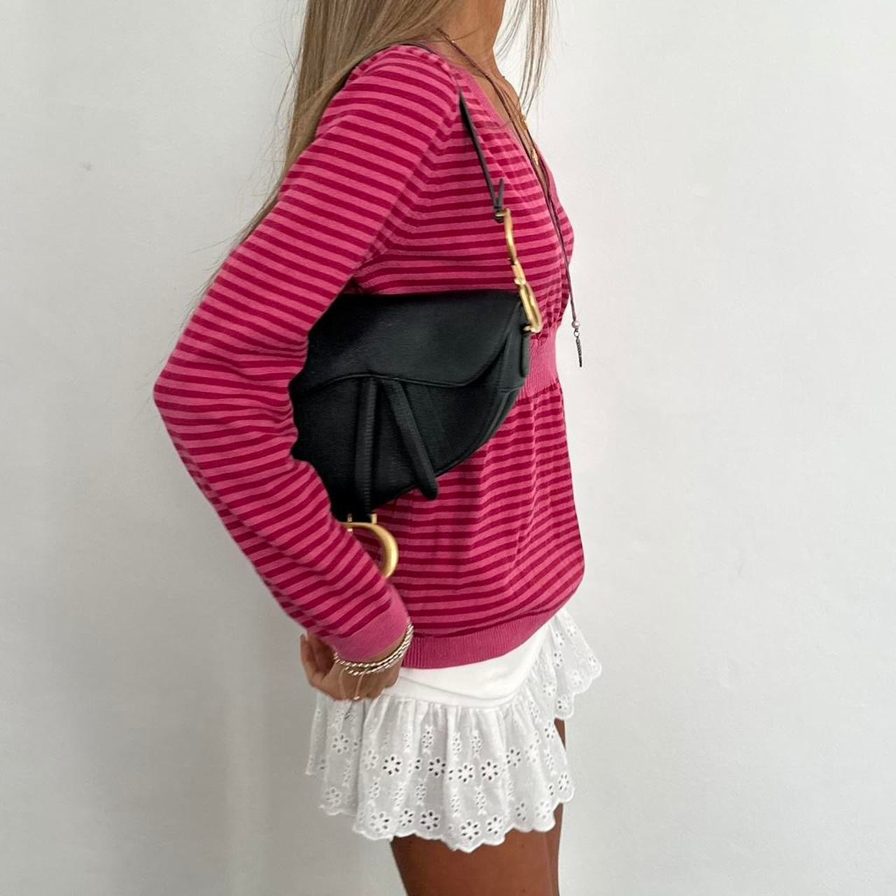 Vintage 2000s pink striped babydoll sweater top