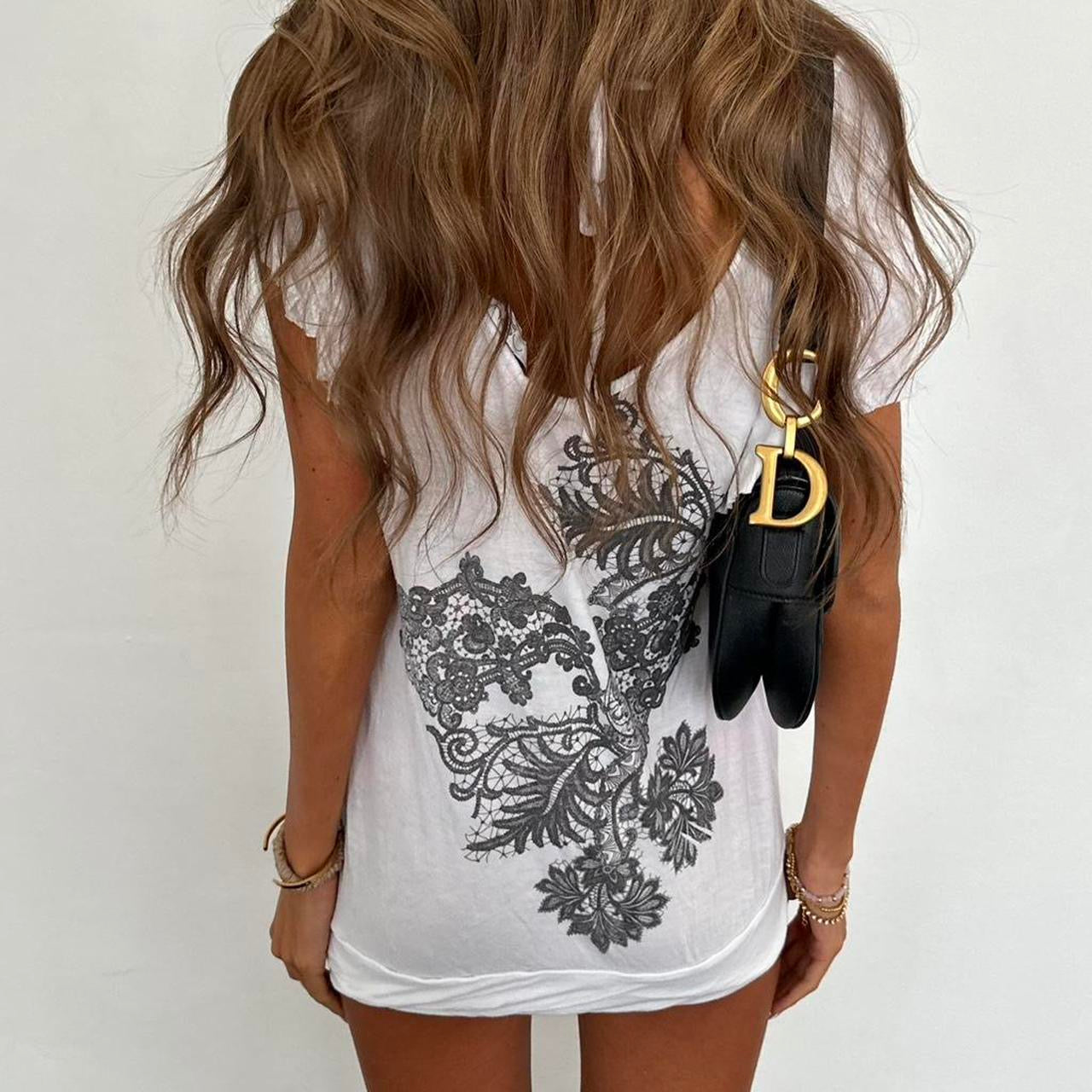 Vintage 2000s white graphic mini dress/top