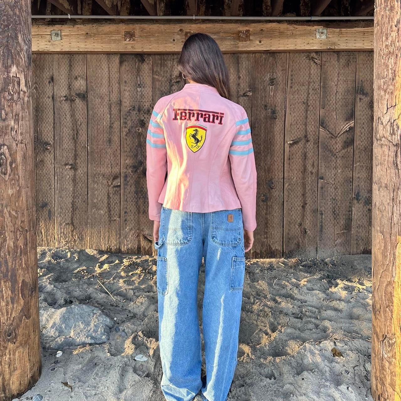 Vintage rarest pink Ferrari racing leather jacket  🩷