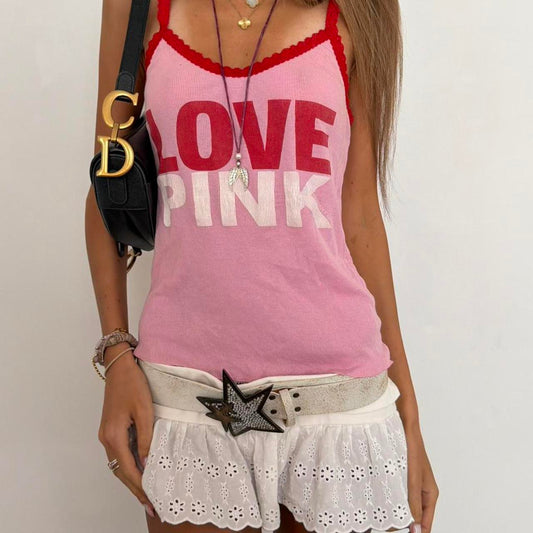 Vintage 00s Victoria’s Secret pink and red top