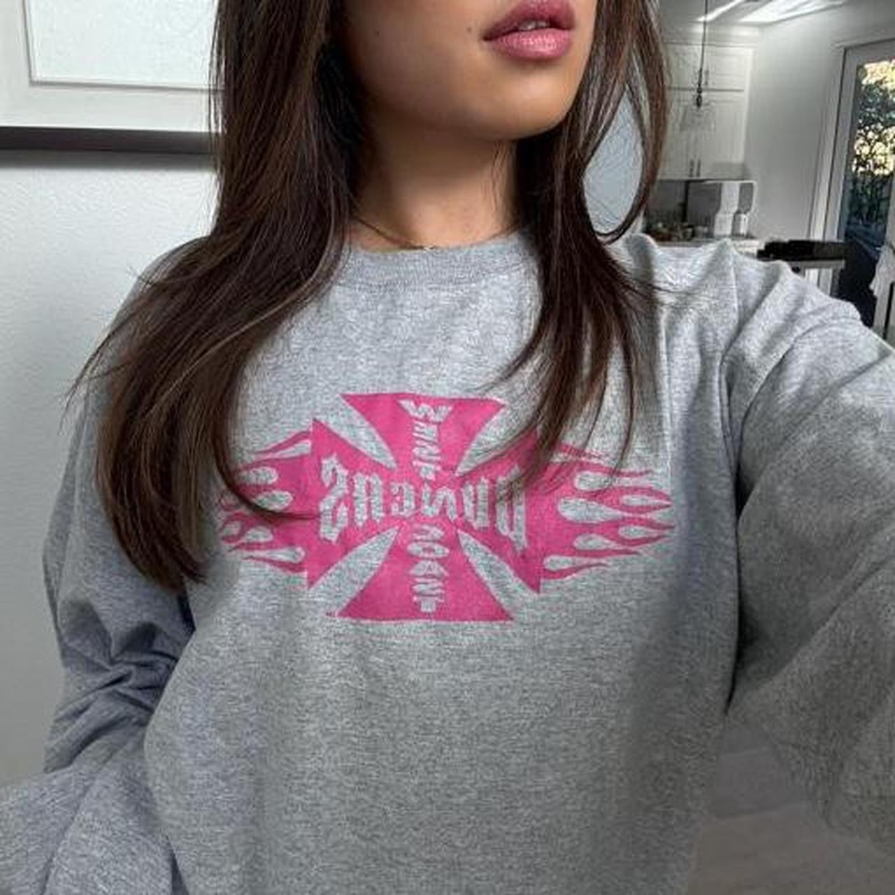 Vintage West Coast Choppers pink rare long sleeve oversized top