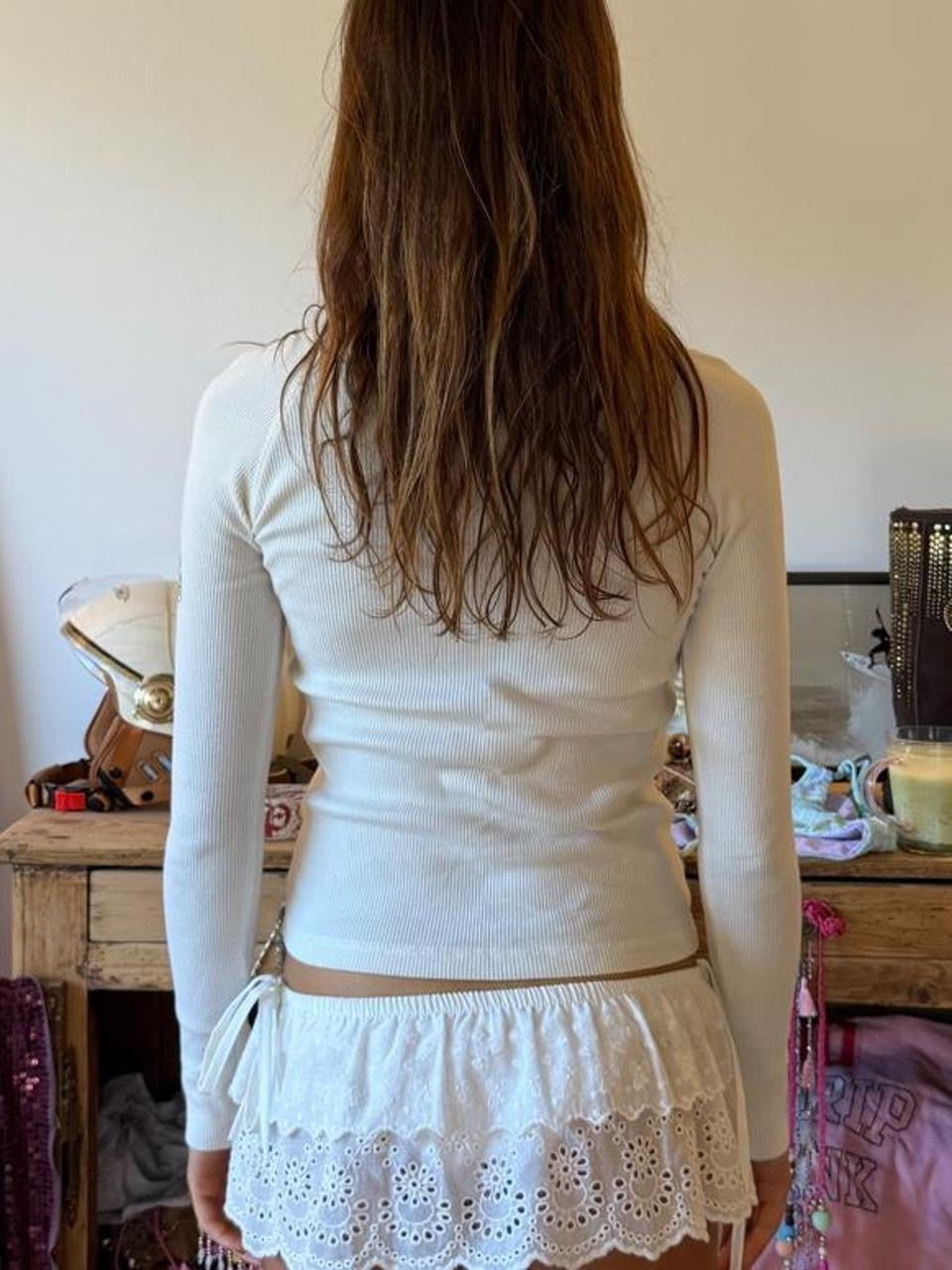 Vintage 00’s graphic white long sleeve tattoo style top