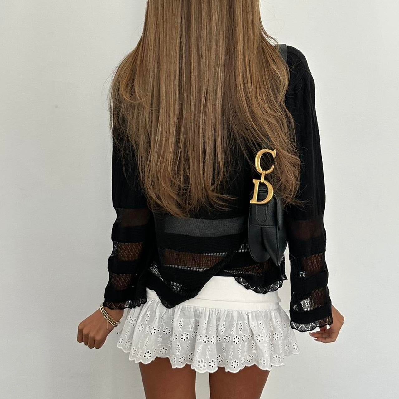 Vintage 2000s black tie up cardigan top