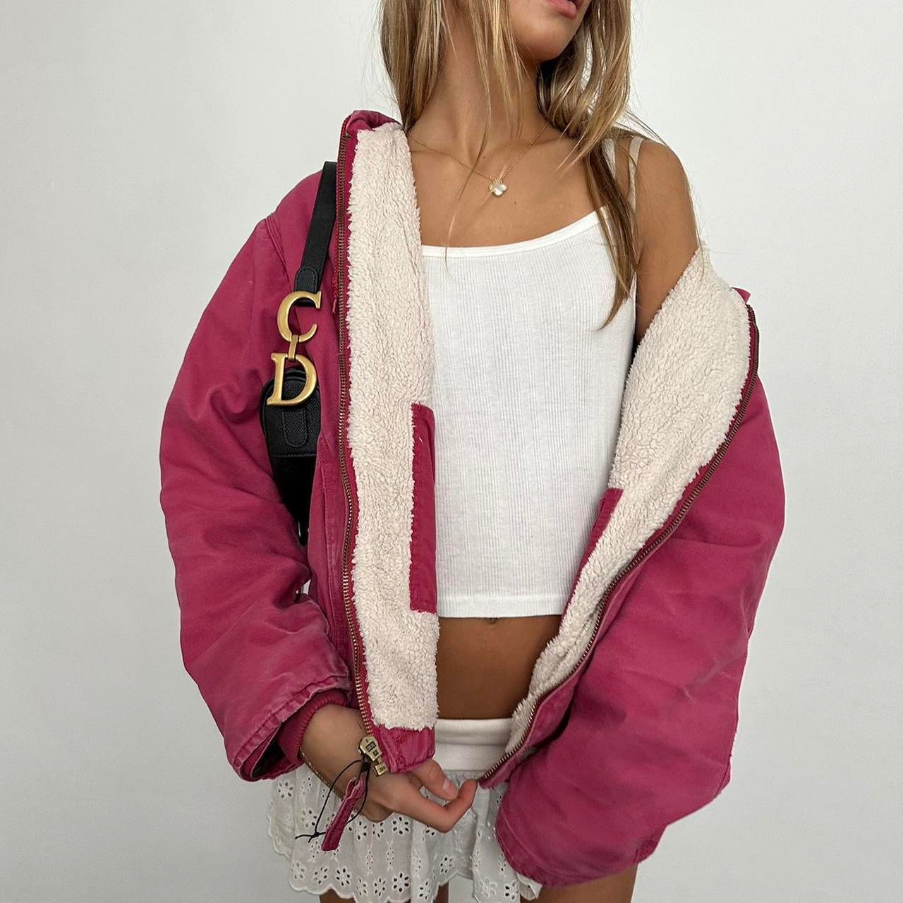 Vintage 90’s dark pink fleece jacket 🤎