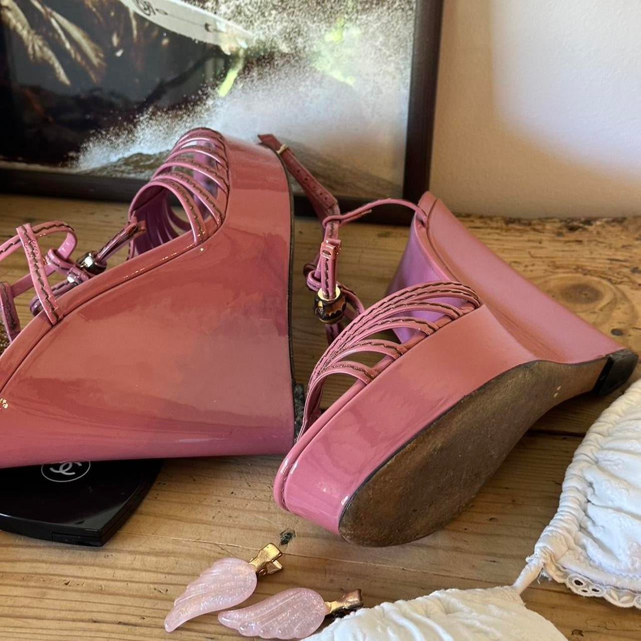Gucci Bamboo Platform Wedge Sandals