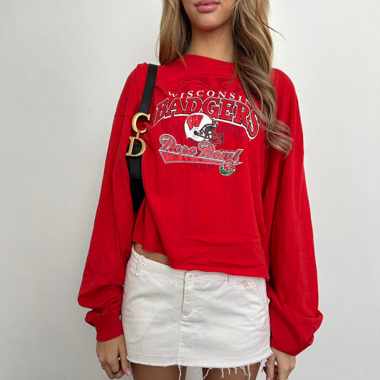 Vintage sporty red long sleeve top