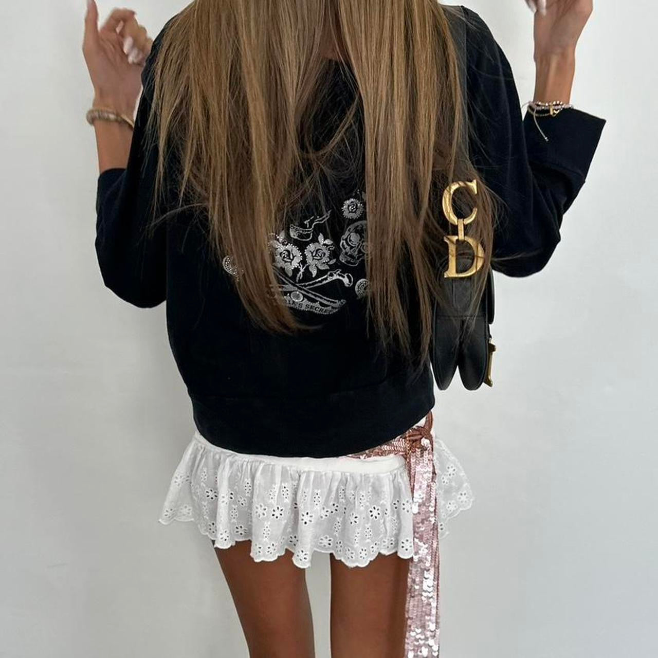 Vintage 00s Victoria’s Secret black skull and crossbones zip up hoodie